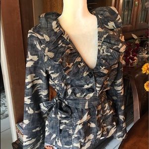 Bamboo Traders Jungle Print Tie waist Jacket Sz  L